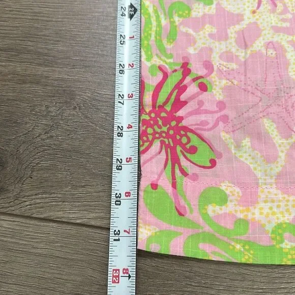 Lilly Pulitzer Mid Rise Wide Leg Pants Pink Green Size Small - Picture 9 of 13